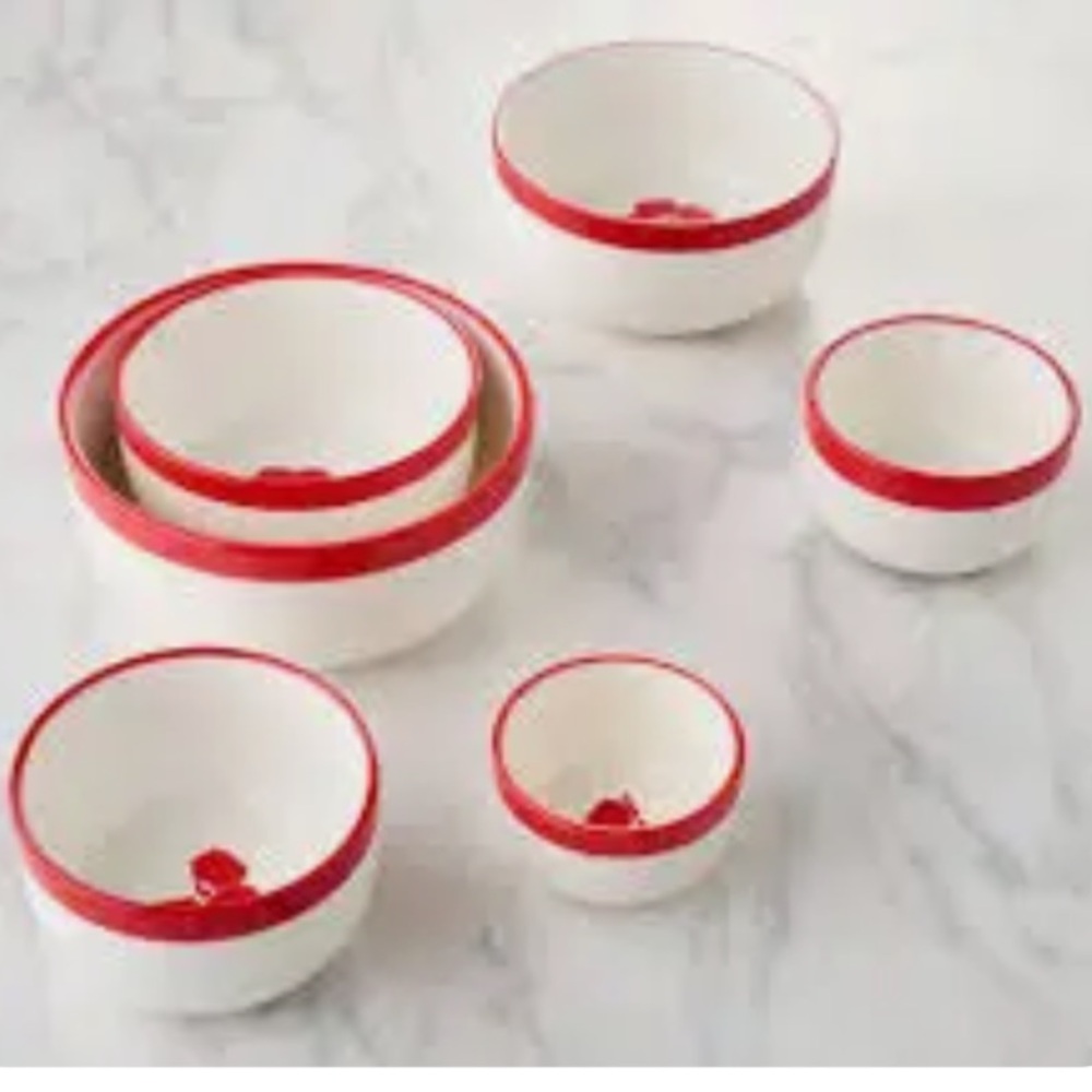 Red Rim Ceramic Measuring Bowl Set - Sweet Heritage by Carla Hall